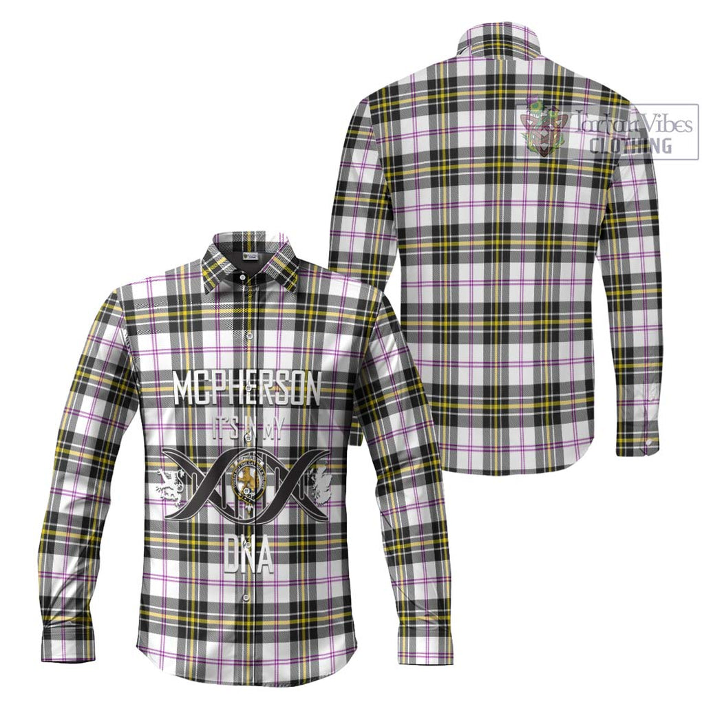 McPherson Dress Modern Tartan Long Sleeve Button Shirt with Family Crest DNA In Me Style Men's Shirt - Tartanvibesclothing Shop