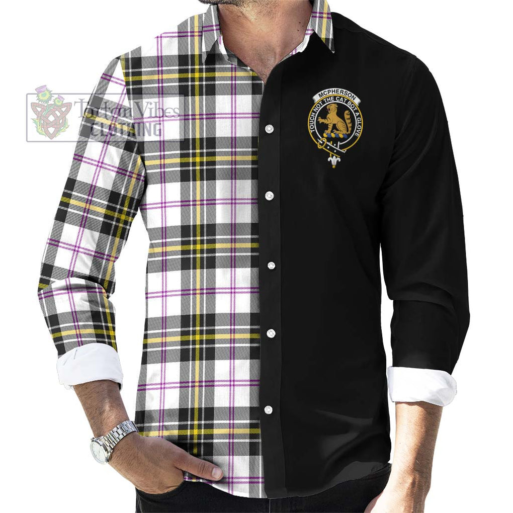 McPherson Dress Modern Tartan Long Sleeve Button Shirt with Family Crest and Half Of Me Style - Tartanvibesclothing Shop