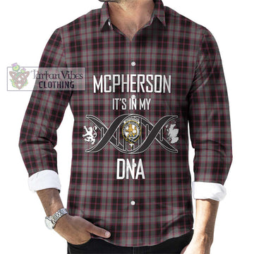 McPherson Hunting Tartan Long Sleeve Button Shirt with Family Crest DNA In Me Style Men's Shirt S - Tartanvibesclothing Shop