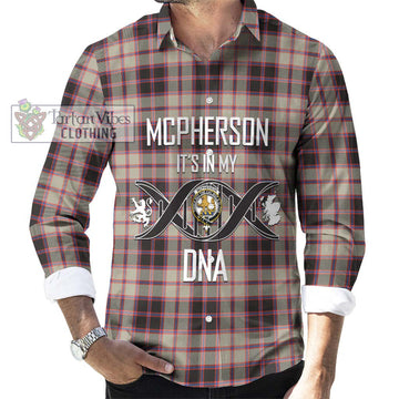 McPherson Hunting Ancient Tartan Long Sleeve Button Shirt with Family Crest DNA In Me Style Men's Shirt S - Tartanvibesclothing Shop