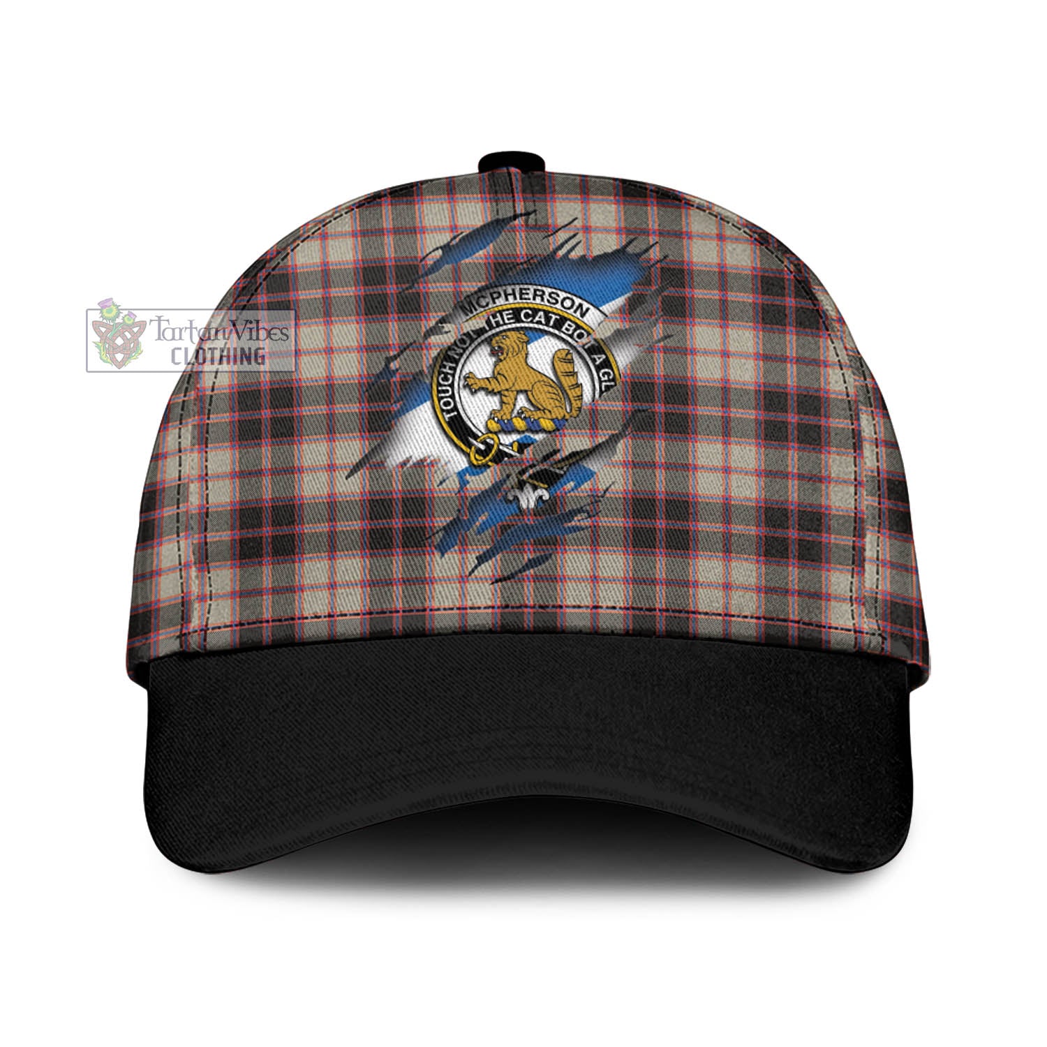 Tartan Vibes Clothing McPherson Hunting Ancient Tartan Classic Cap with Family Crest In Me Style