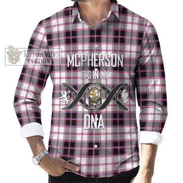 McPherson Hunting Modern Tartan Long Sleeve Button Shirt with Family Crest DNA In Me Style Men's Shirt S - Tartanvibesclothing Shop