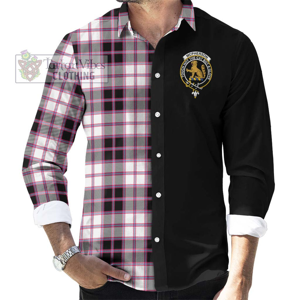 McPherson Hunting Modern Tartan Long Sleeve Button Shirt with Family Crest and Half Of Me Style - Tartanvibesclothing Shop