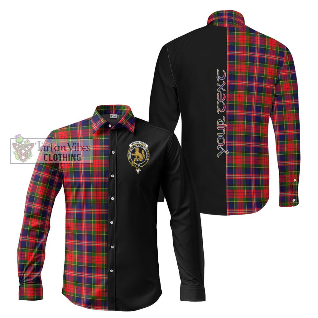 McPherson Modern Tartan Long Sleeve Button Shirt with Family Crest and Half Of Me Style Men's Shirt S - Tartanvibesclothing Shop