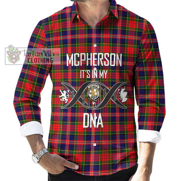 McPherson Modern Tartan Long Sleeve Button Shirt with Family Crest DNA In Me Style Men's Shirt S - Tartanvibesclothing Shop