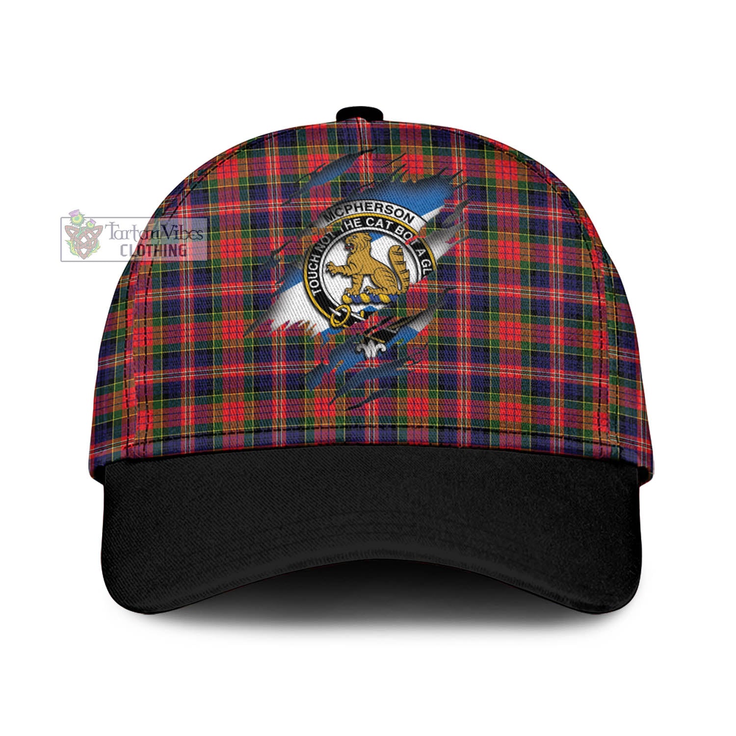 Tartan Vibes Clothing McPherson Modern Tartan Classic Cap with Family Crest In Me Style