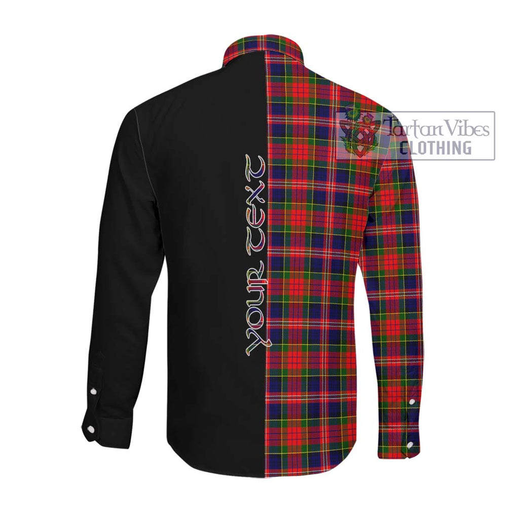 McPherson Modern Tartan Long Sleeve Button Shirt with Family Crest and Half Of Me Style Men's Shirt - Tartanvibesclothing Shop