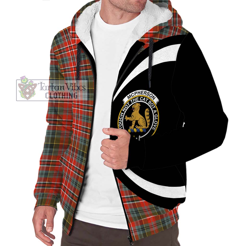 McPherson Weathered Tartan Sherpa Hoodie with Family Crest Circle Style Unisex S - Tartan Vibes Clothing