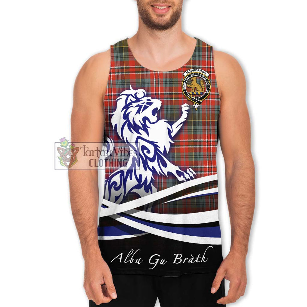 McPherson Weathered Tartan Men's Tank Top with Alba Gu Brath Regal Lion Emblem Men - Tartan Vibes Clothing