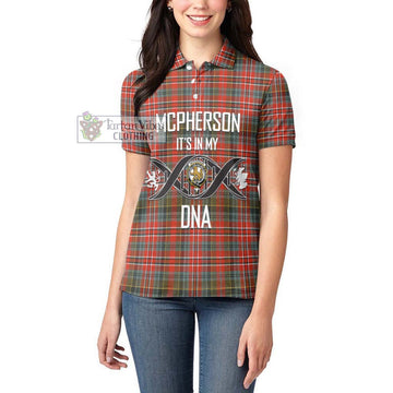 McPherson Weathered Tartan Women's Polo Shirt with Family Crest DNA In Me Style Women - Tartan Vibes Clothing