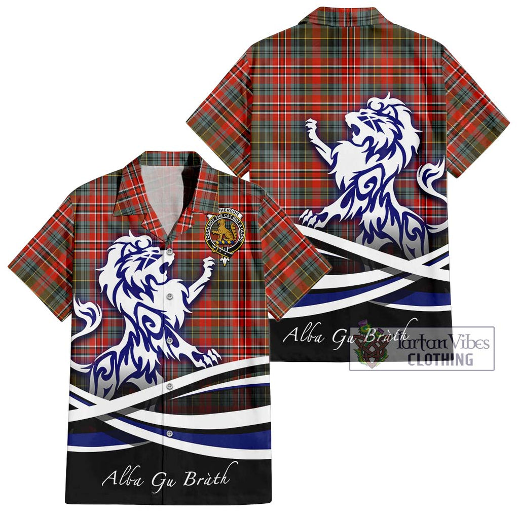 McPherson Weathered Tartan Hawaiian Shirt with Alba Gu Brath Regal Lion Emblem Kid - Tartan Vibes Clothing