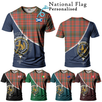 McPherson Weathered Tartan T-Shirt with Personalised National Flag and Family Crest Half Style Kid's Shirt - Tartan Vibes Clothing
