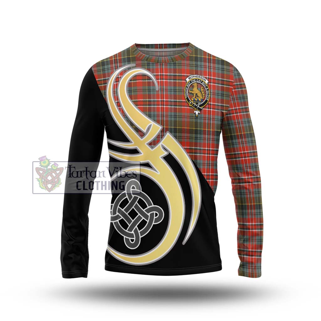 McPherson Weathered Tartan Long Sleeve T-Shirt with Family Crest and Celtic Symbol Style Unisex - Tartan Vibes Clothing