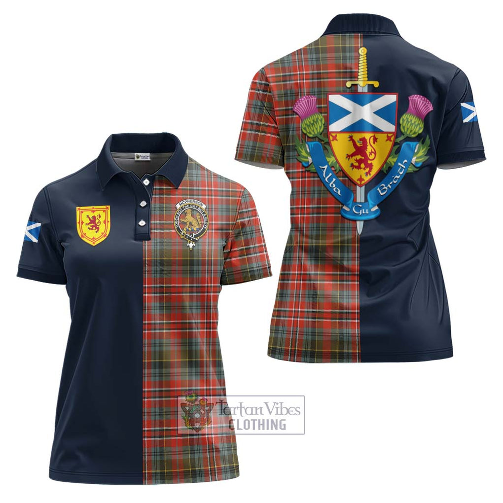 McPherson Weathered Tartan Women's Polo Shirt Alba with Scottish Lion Royal Arm Half Style Women - Tartan Vibes Clothing