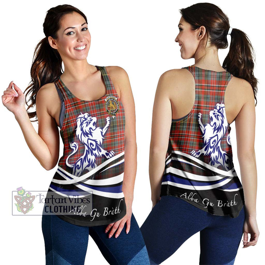 McPherson Weathered Tartan Women's Racerback Tanks with Alba Gu Brath Regal Lion Emblem 4XL - Tartan Vibes Clothing