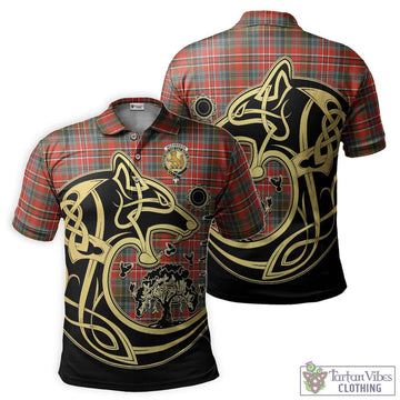 McPherson Weathered Tartan Polo Shirt with Family Crest Celtic Wolf Style Kid - Tartan Vibes Clothing