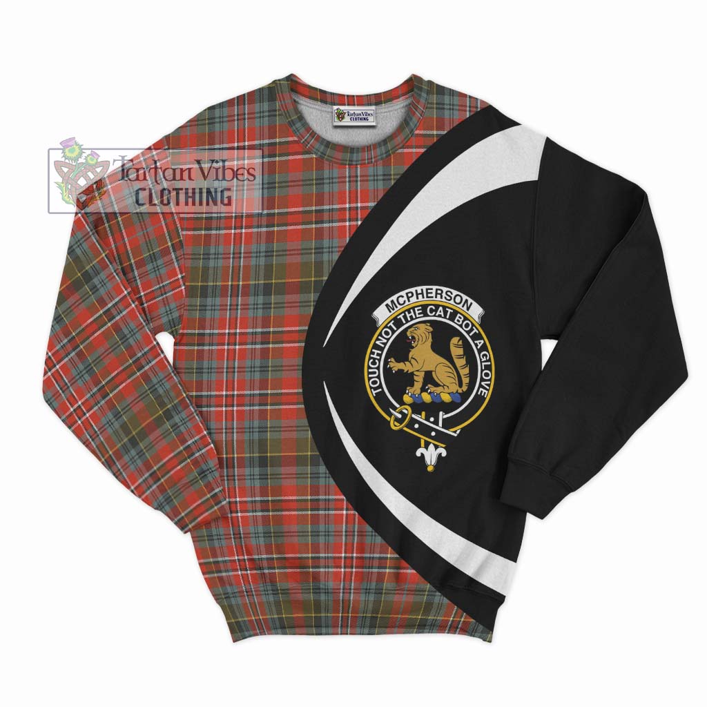 McPherson Weathered Tartan Sweatshirt with Family Crest Circle Style Unisex - Tartan Vibes Clothing