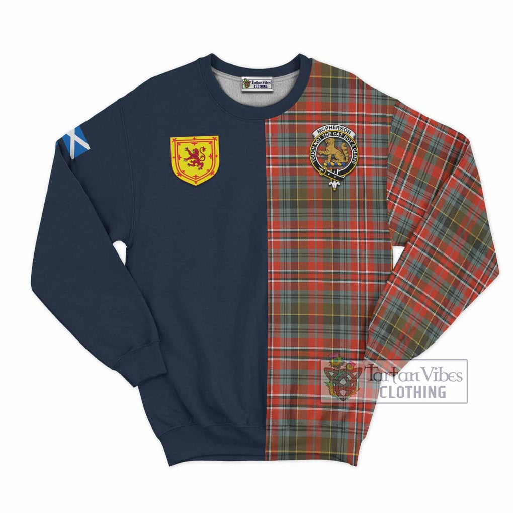 McPherson Weathered Tartan Sweatshirt Alba with Scottish Lion Royal Arm Half Style Unisex - Tartan Vibes Clothing