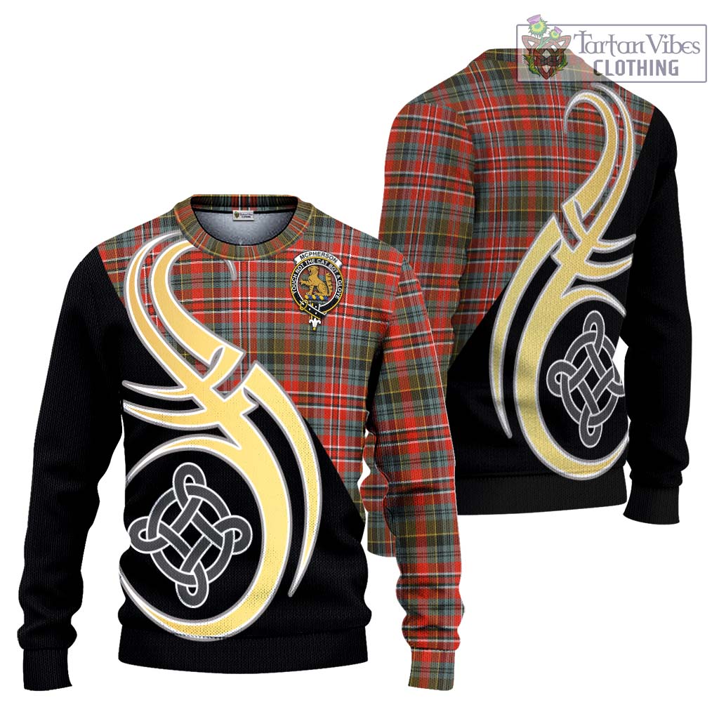 McPherson Weathered Tartan Ugly Sweater with Family Crest and Celtic Symbol Style Unisex - Tartan Vibes Clothing