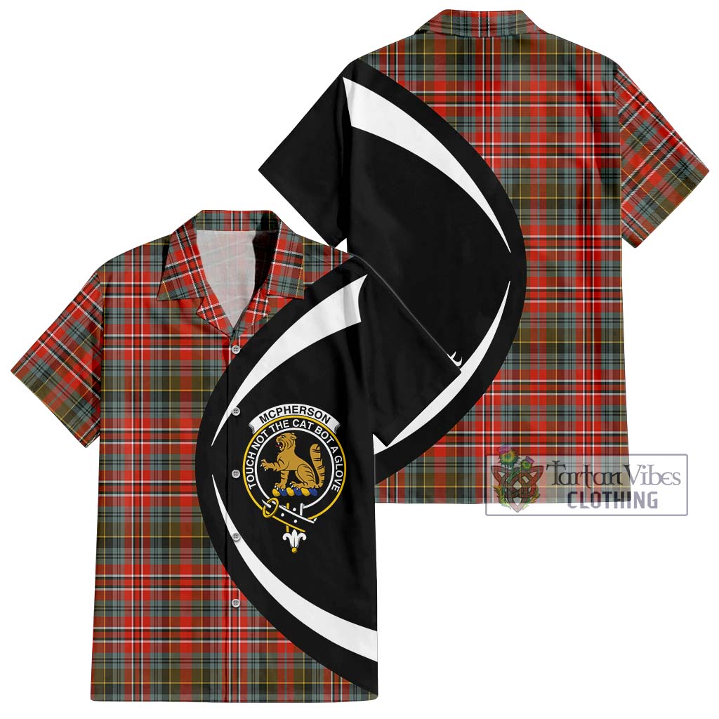 McPherson Weathered Tartan Hawaiian Shirt with Family Crest Circle Style Kid - Tartan Vibes Clothing
