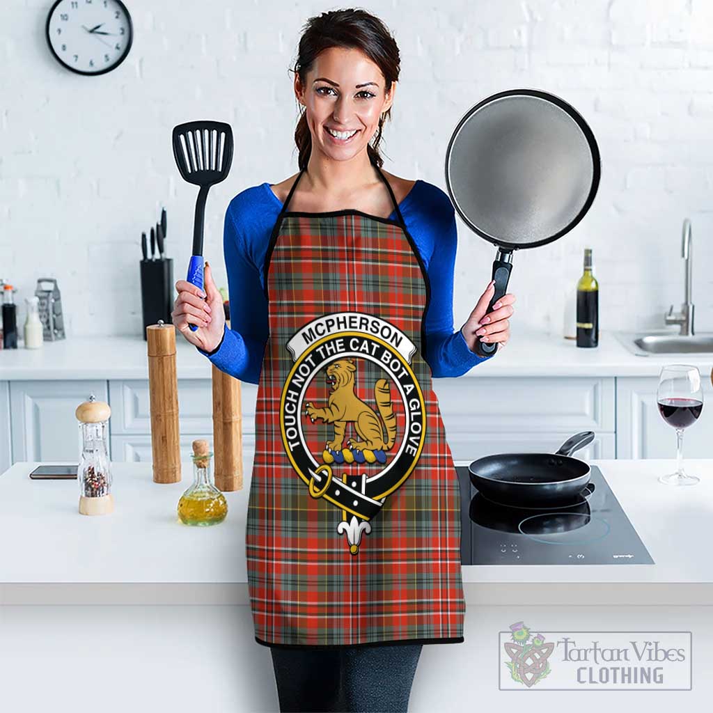 McPherson Weathered Tartan Apron with Family Crest Black S 38x47 cm - Tartan Vibes Clothing