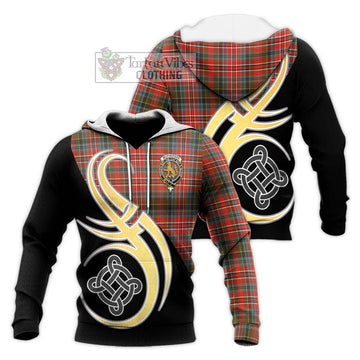 McPherson Weathered Tartan Knitted Hoodie with Family Crest and Celtic Symbol Style Unisex Knitted Pullover Hoodie - Tartan Vibes Clothing