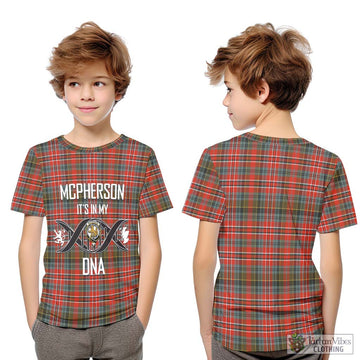 McPherson Weathered Tartan Kid T-Shirt with Family Crest DNA In Me Style Youth XL Size14 - Tartan Vibes Clothing