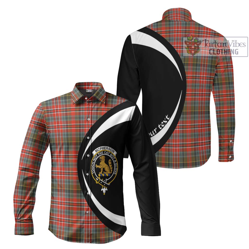 McPherson Weathered Tartan Long Sleeve Button Up with Family Crest Circle Style Men's Shirt S - Tartan Vibes Clothing