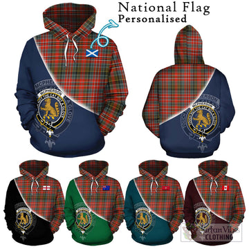 McPherson Weathered Tartan Hoodie with Personalised National Flag and Family Crest Half Style Zip Hoodie - Tartan Vibes Clothing