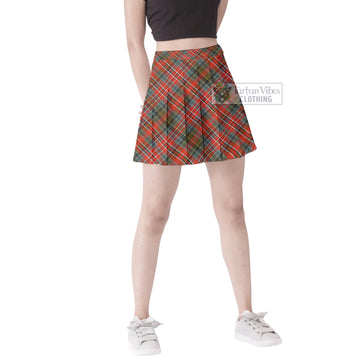 McPherson Weathered Tartan Women's Plated Mini Skirt Cross Style Female - Tartan Vibes Clothing