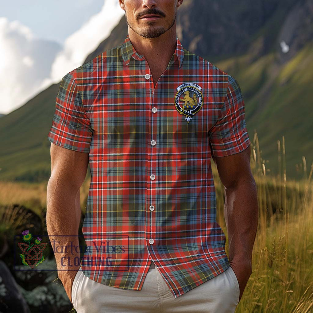 McPherson Weathered Tartan Cotton Hawaiian Shirt with Family Crest Kid - Tartan Vibes Clothing