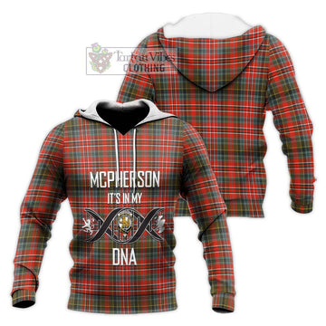 McPherson Weathered Tartan Knitted Hoodie with Family Crest DNA In Me Style Unisex Knitted Pullover Hoodie - Tartan Vibes Clothing