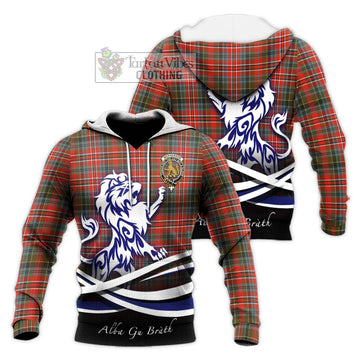 McPherson Weathered Tartan Knitted Hoodie with Alba Gu Brath Regal Lion Emblem Unisex Knitted Pullover Hoodie - Tartan Vibes Clothing