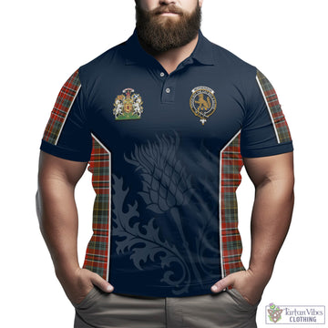 McPherson Weathered Tartan Men's Polo Shirt with Family Crest and Scottish Thistle Vibes Sport Style - Tartan Vibes Clothing
