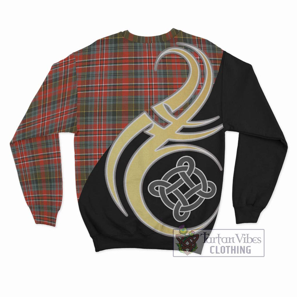 McPherson Weathered Tartan Sweatshirt with Family Crest and Celtic Symbol Style - Tartan Vibes Clothing