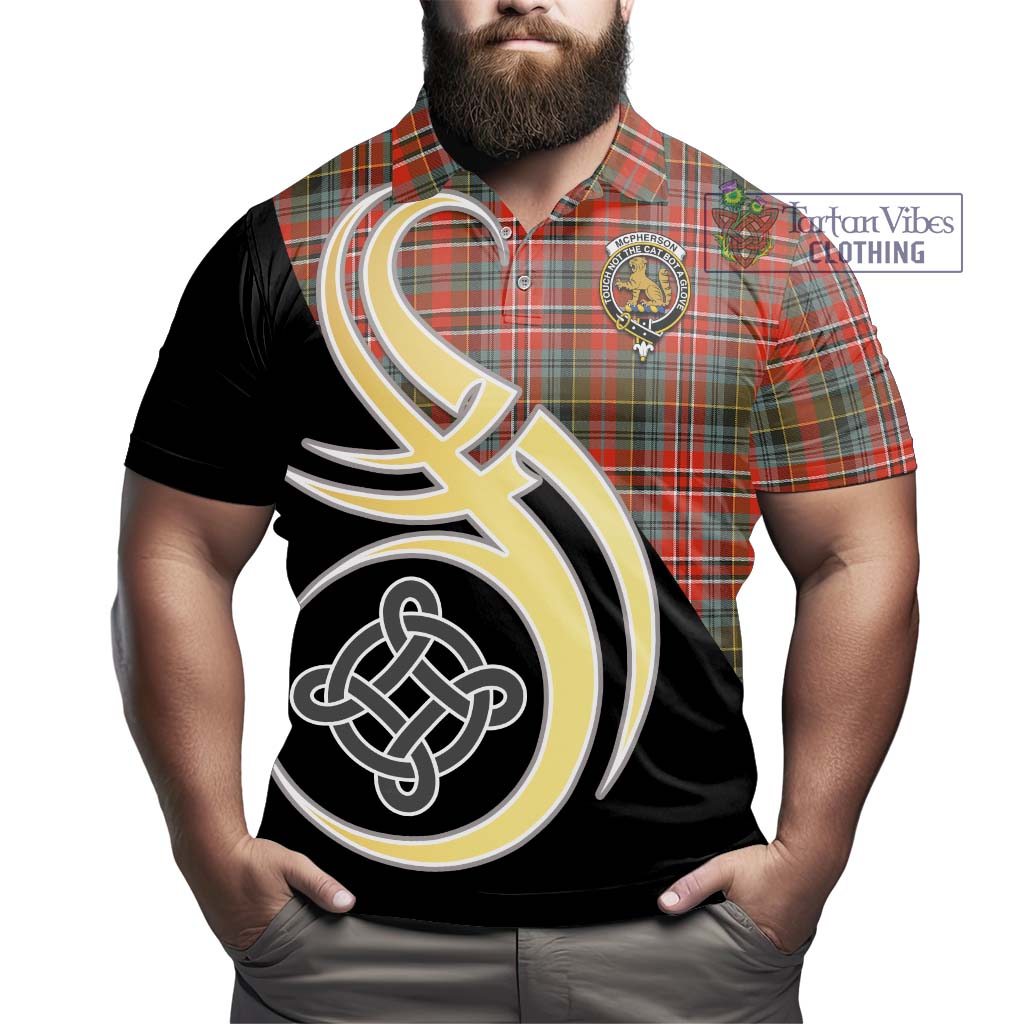 McPherson Weathered Tartan Polo Shirt with Family Crest and Celtic Symbol Style - Tartan Vibes Clothing