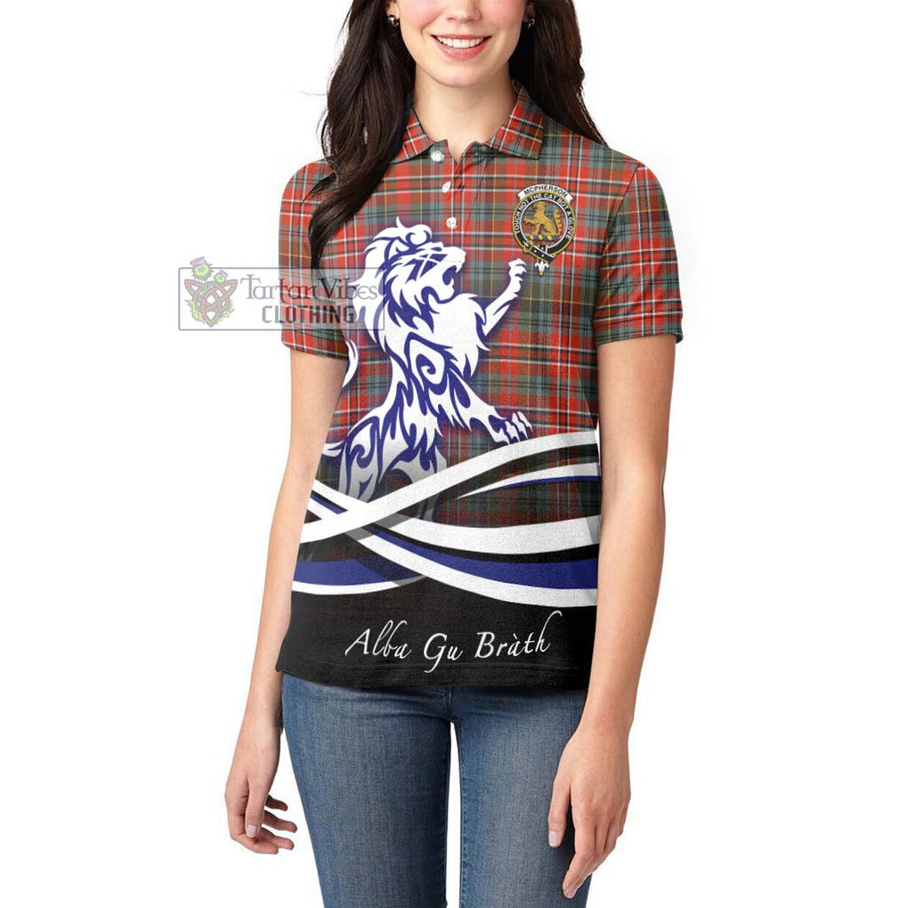McPherson Weathered Tartan Women's Polo Shirt with Alba Gu Brath Regal Lion Emblem - Tartan Vibes Clothing