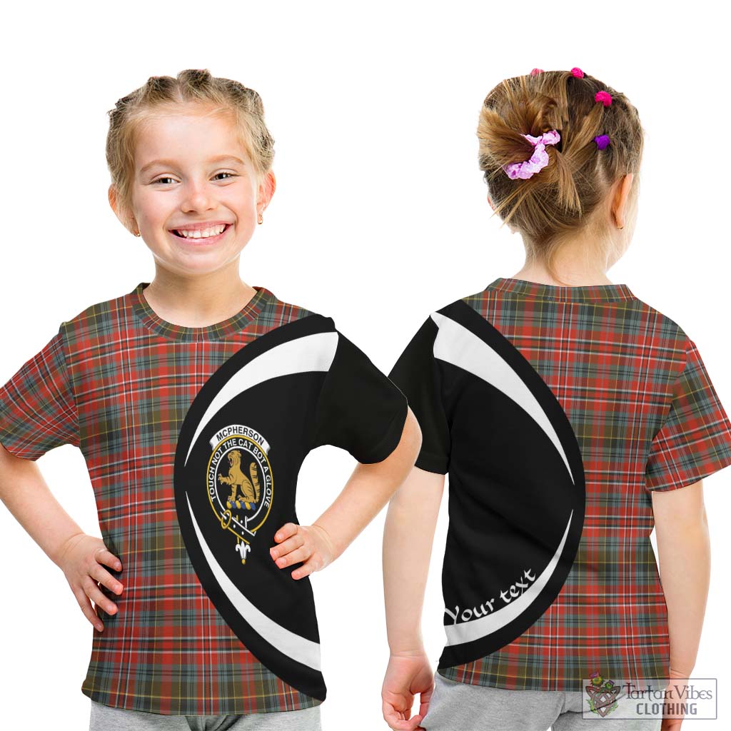 McPherson Weathered Tartan Kid T-Shirt with Family Crest Circle Style - Tartan Vibes Clothing