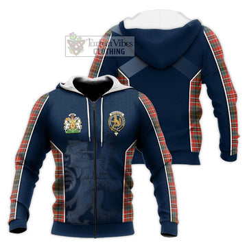 McPherson Weathered Tartan Knitted Hoodie with Family Crest and Lion Rampant Vibes Sport Style Unisex Knitted Zip Hoodie - Tartan Vibes Clothing