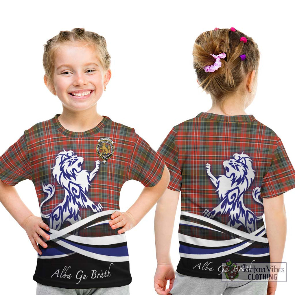 McPherson Weathered Tartan Kid T-Shirt with Alba Gu Brath Regal Lion Emblem - Tartan Vibes Clothing
