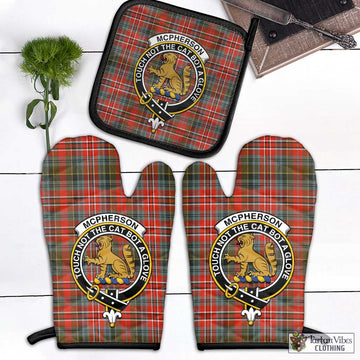 McPherson Weathered Tartan Combo Oven Mitt & Pot-Holder with Family Crest - Tartan Vibes Clothing