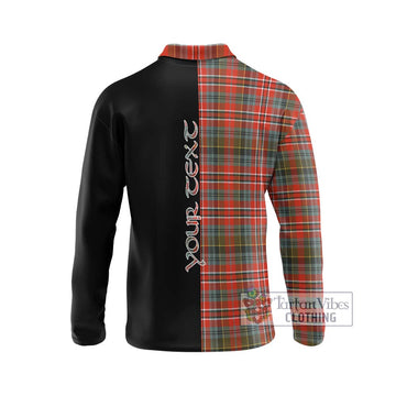 McPherson Weathered Tartan Long Sleeve Polo Shirt with Family Crest and Half Of Me Style - Tartan Vibes Clothing