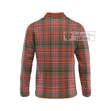 McPherson Weathered Tartan Long Sleeve Polo Shirt with Family Crest DNA In Me Style - Tartan Vibes Clothing