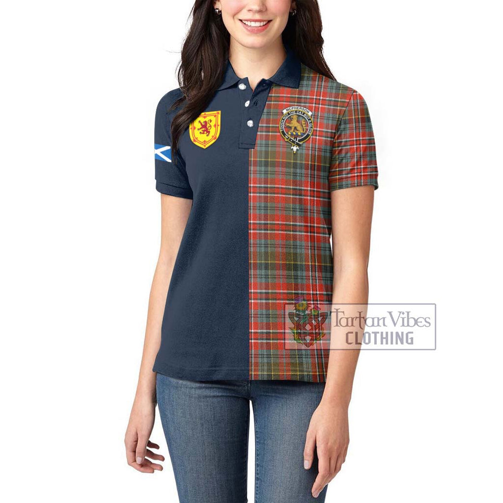 McPherson Weathered Tartan Women's Polo Shirt Alba with Scottish Lion Royal Arm Half Style - Tartan Vibes Clothing