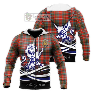 McPherson Weathered Tartan Knitted Hoodie with Alba Gu Brath Regal Lion Emblem Unisex Knitted Zip Hoodie - Tartan Vibes Clothing