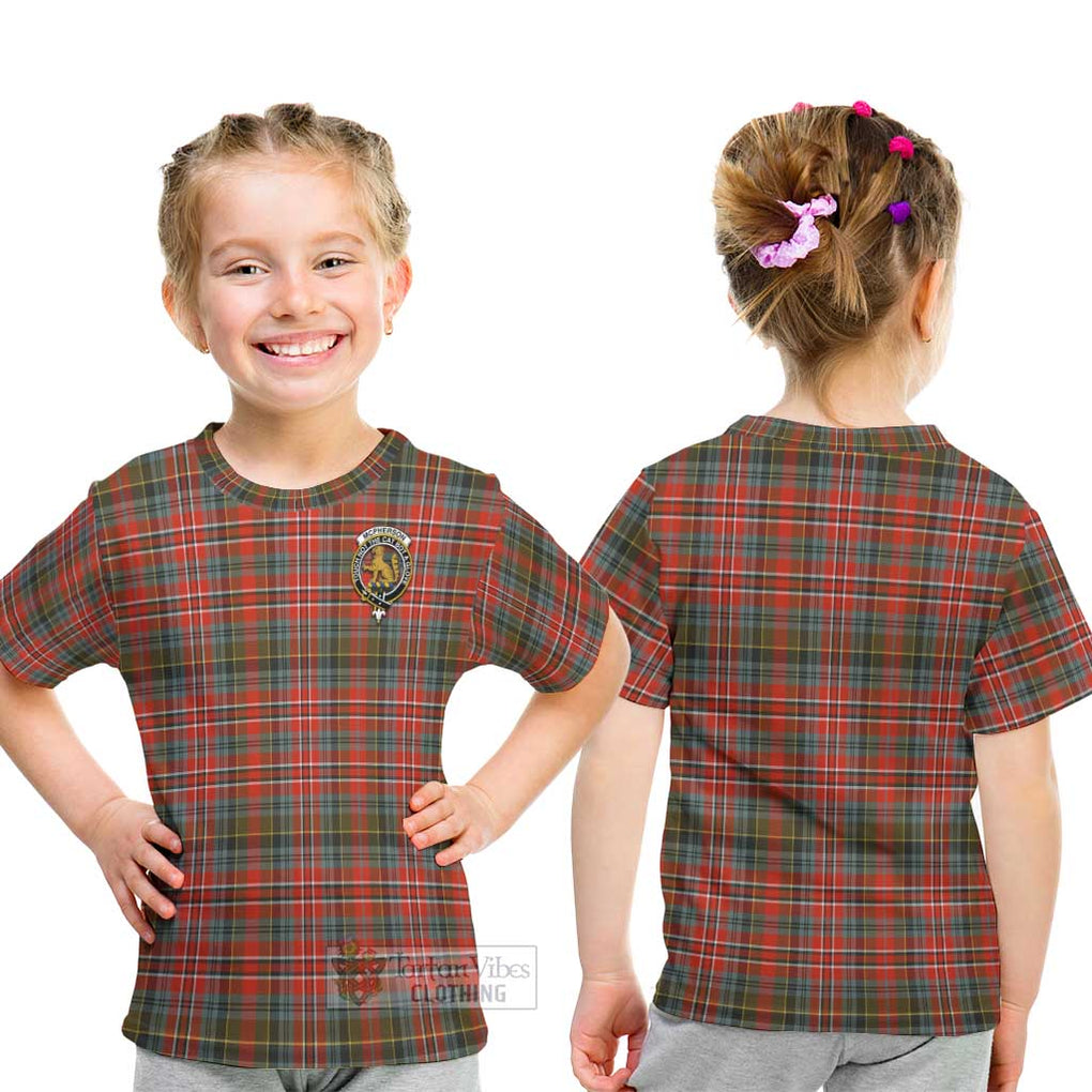 McPherson Weathered Tartan Kid T-Shirt with Family Crest - Tartan Vibes Clothing