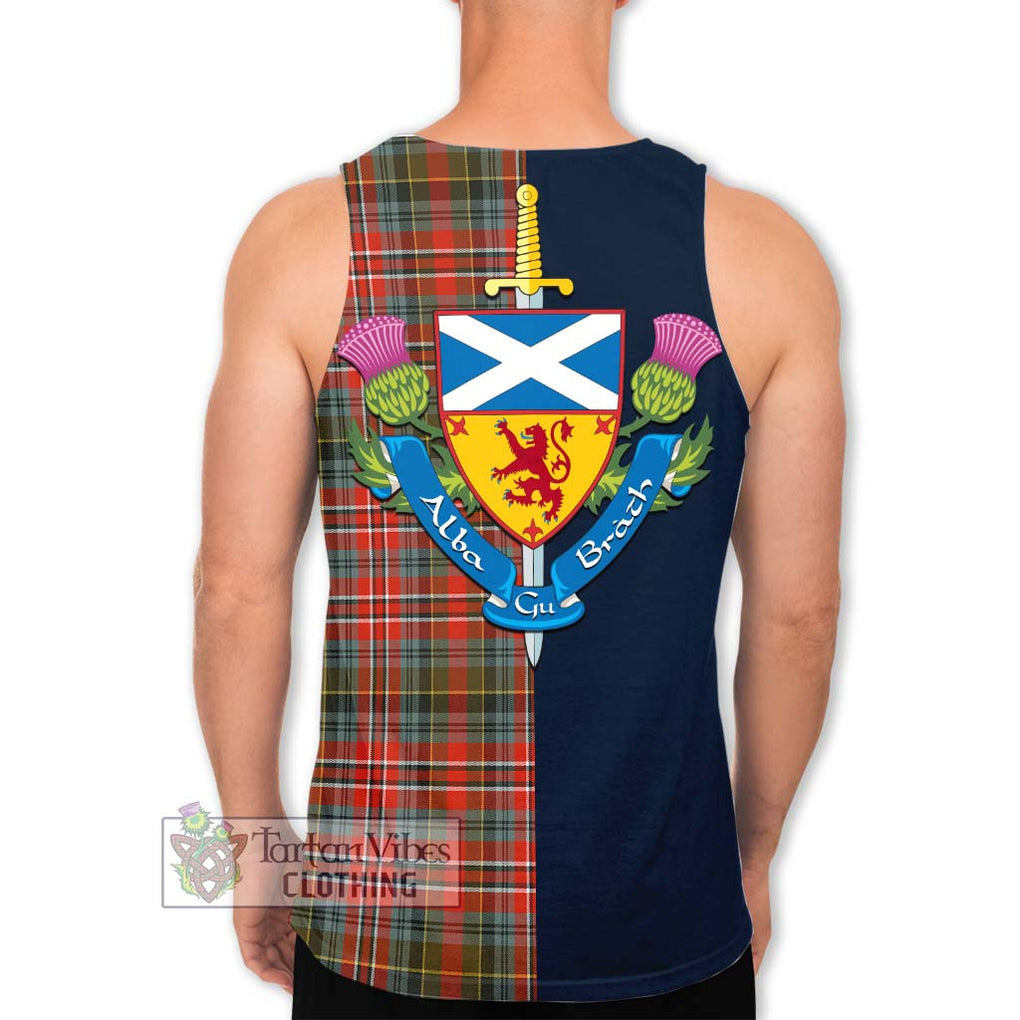 McPherson Weathered Tartan Men's Tank Top Alba with Scottish Lion Royal Arm Half Style - Tartan Vibes Clothing