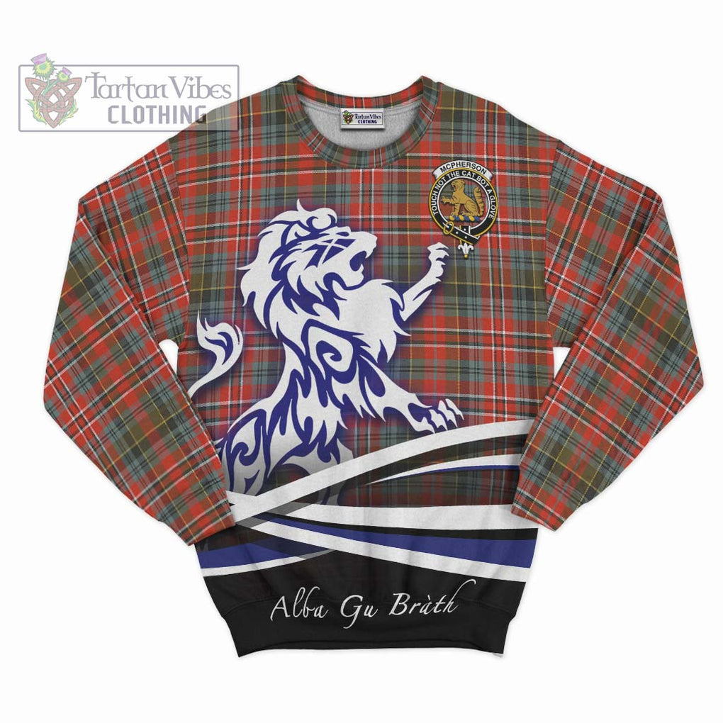 McPherson Weathered Tartan Sweatshirt with Alba Gu Brath Regal Lion Emblem - Tartan Vibes Clothing