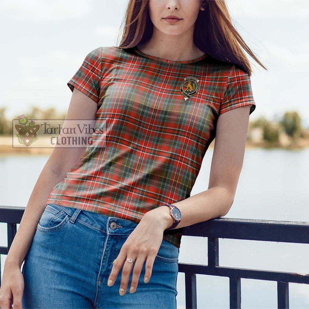 McPherson Weathered Tartan Cotton T-Shirt with Family Crest - Tartan Vibes Clothing