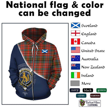 McPherson Weathered Tartan Hoodie with Personalised National Flag and Family Crest Half Style - Tartan Vibes Clothing